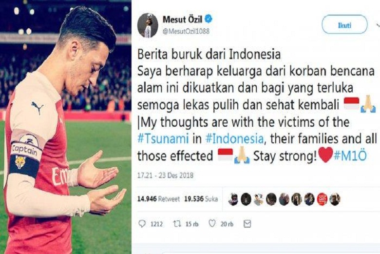 Mezut Ozil dan Sergio Ramos ikut Prihatin dan Berduka atas Bencana Tsunami di Indonesia