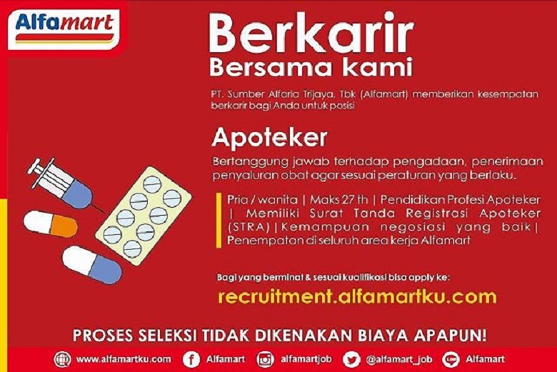 Dibutuhkan Posisi Apoteker Alfamart