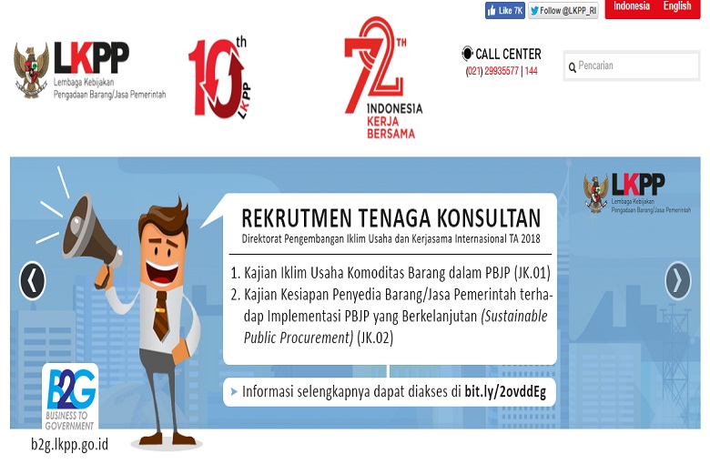PENGUMUMAN PENAWARAN TENAGA KONSULTANSI (NON PNS) DIREKTORAT PENGEMBANGAN IKLIM USAHA DAN KERJASAMA INTERNASIONAL TAHUN ANGGARAN 2018
