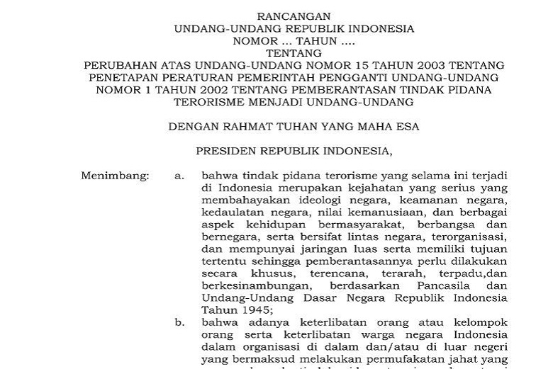 Inilah Bunyi UU Antiterorisme Terbaru dan Terlengkap