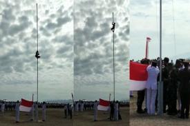 Gambar Artikel Viral.. Anak SMP di NTT Panjat Tiang Bendera Setinggi 11 Meter Bereskan Tali Bendera yang Putus