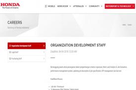 Dibuka Karir Honda, Posisi OD-Legal-Purchasing Staff
